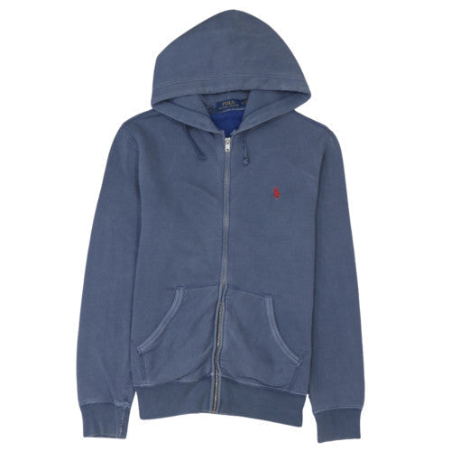 Ralph Lauren Men's Blue Full Zip Hoodie Size S Classic Logo Cotton Blend