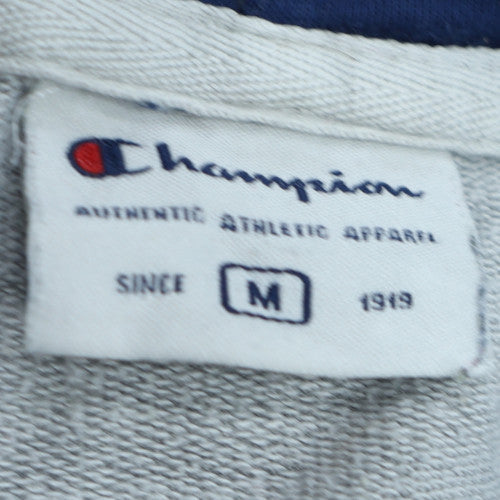 Champion Men's Grey Pullover Hoodie M Regular Fit Graphic Print