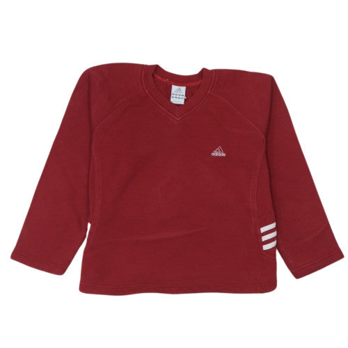 Adidas Womens Red V-Neck Sweatshirt Size 12 Casual Pullover