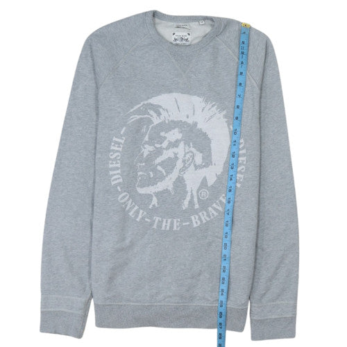 Diesel Men's Grey Crew Neck Logo Pullover Sweatshirt L