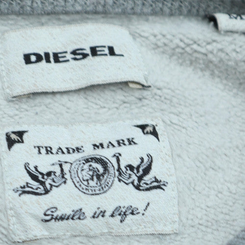 Diesel Men's Grey Crew Neck Logo Pullover Sweatshirt L