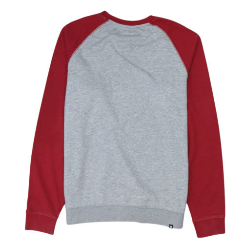 DC Men's Grey and Red Logo Crew Neck Pullover Sweatshirt M