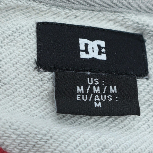 DC Men's Grey and Red Logo Crew Neck Pullover Sweatshirt M