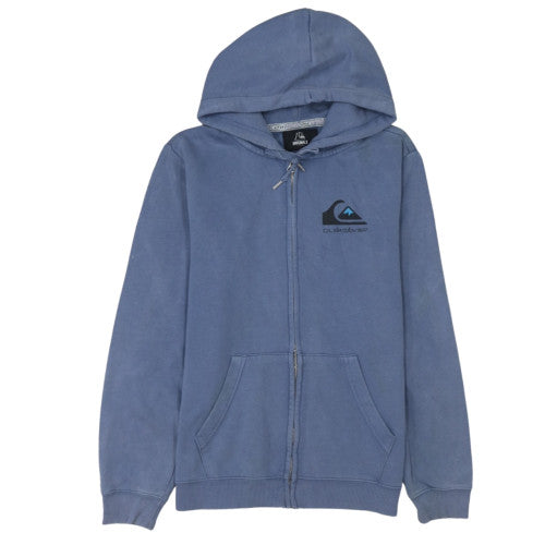 Quiksilver Mens Blue Full Zip Hoodie Size S Logo Fleece Sweatshirt