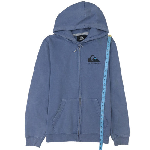 Quiksilver Mens Blue Full Zip Hoodie Size S Logo Fleece Sweatshirt