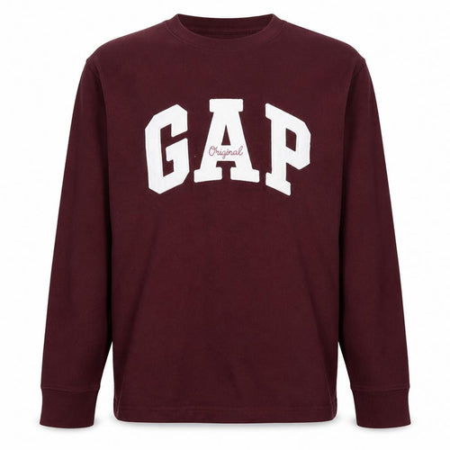 GAP Mens Red Long Sleeve Logo Crew Neck T-Shirt Size M