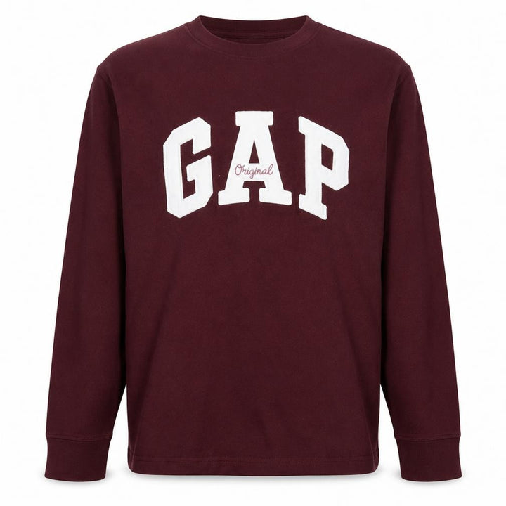 Gap Mens Red Long Sleeve Logo Crew Neck T-Shirt Size M