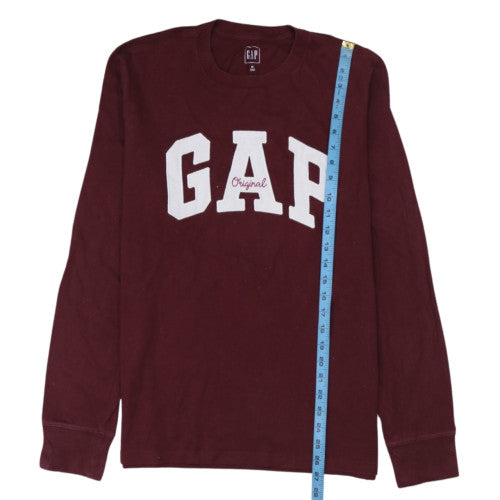GAP Mens Red Long Sleeve Logo Crew Neck T-Shirt Size M