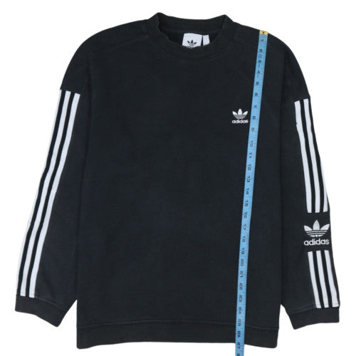 adidas Womens Black Medium Crew Neck Pullover Sweatshirt with Logo