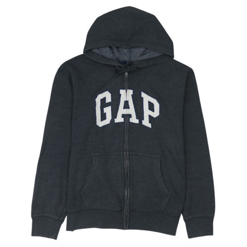 GAP Mens Black Full Zip Hoodie L Fleece Lined Classic Logo Sweatshirt