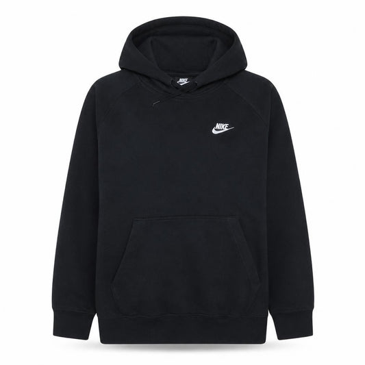 Front view of Nike women’s black 1x pullover hoodie sweatshirt with logo