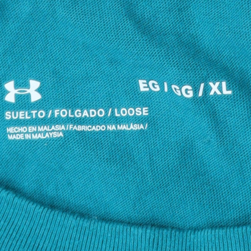 Under Armour Men's Teal Graphic Crew Neck T-Shirt XL Loose Fit