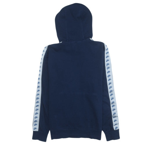 Nike Men's Blue Pullover Hoodie Small Logo Fleece Sweatshirt