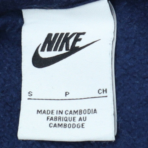 Nike Men's Blue Pullover Hoodie Small Logo Fleece Sweatshirt