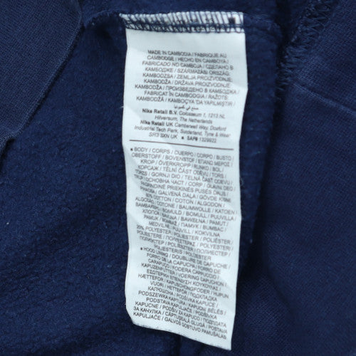 Nike Men's Blue Pullover Hoodie Small Logo Fleece Sweatshirt