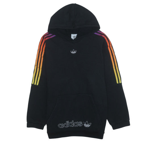Adidas Mens Black XL Pullover Hoodie with Rainbow Stripes