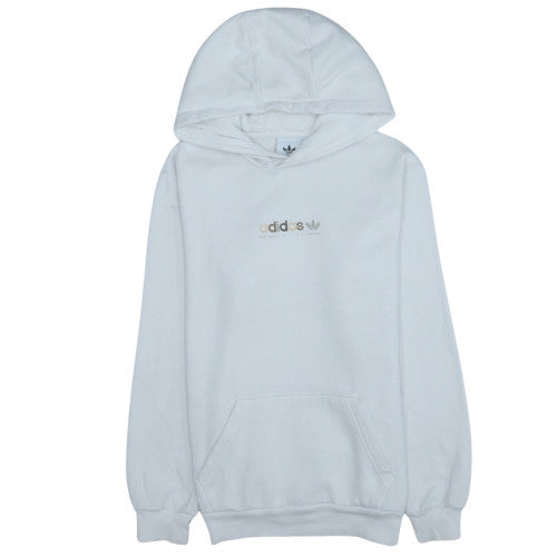 Adidas Womens White XS Pullover Hoodie with Logo Print
