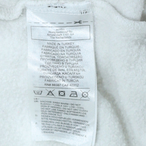 Adidas Womens White XS Pullover Hoodie with Logo Print