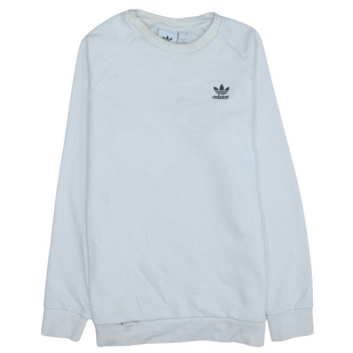 Adidas Women White Small Crew Neck Long Sleeve Sweatshirt