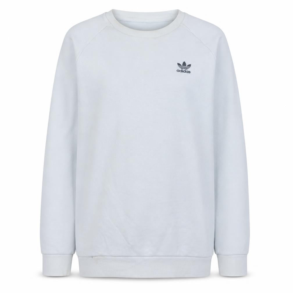 Front view of Adidas Women White Small Crew Neck Long Sleeve Sweatshirt