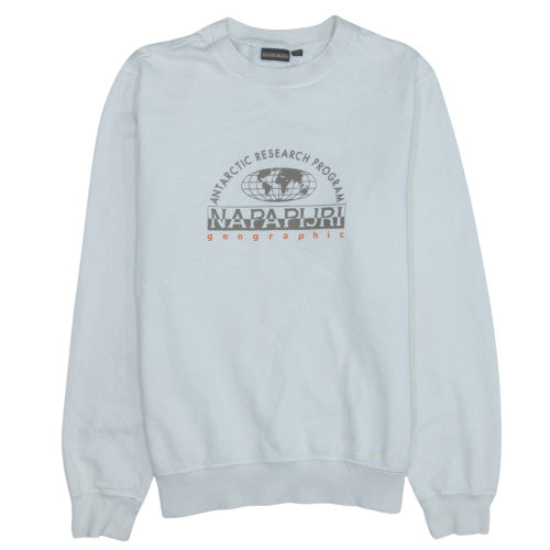 Napapijri Men's White Crew Neck Sweatshirt Size M Regular Fit