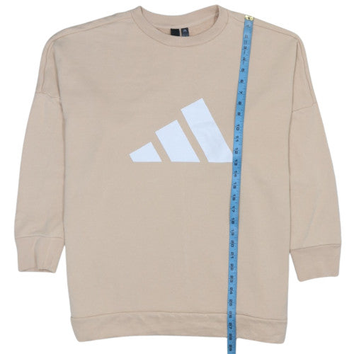 Adidas Womens Beige Pullover Sweatshirt 1X Logo Crew Neck Casual