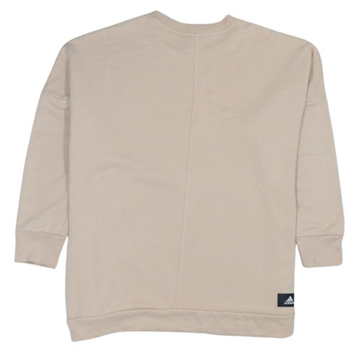 Adidas Womens Beige Pullover Sweatshirt 1X Logo Crew Neck Casual