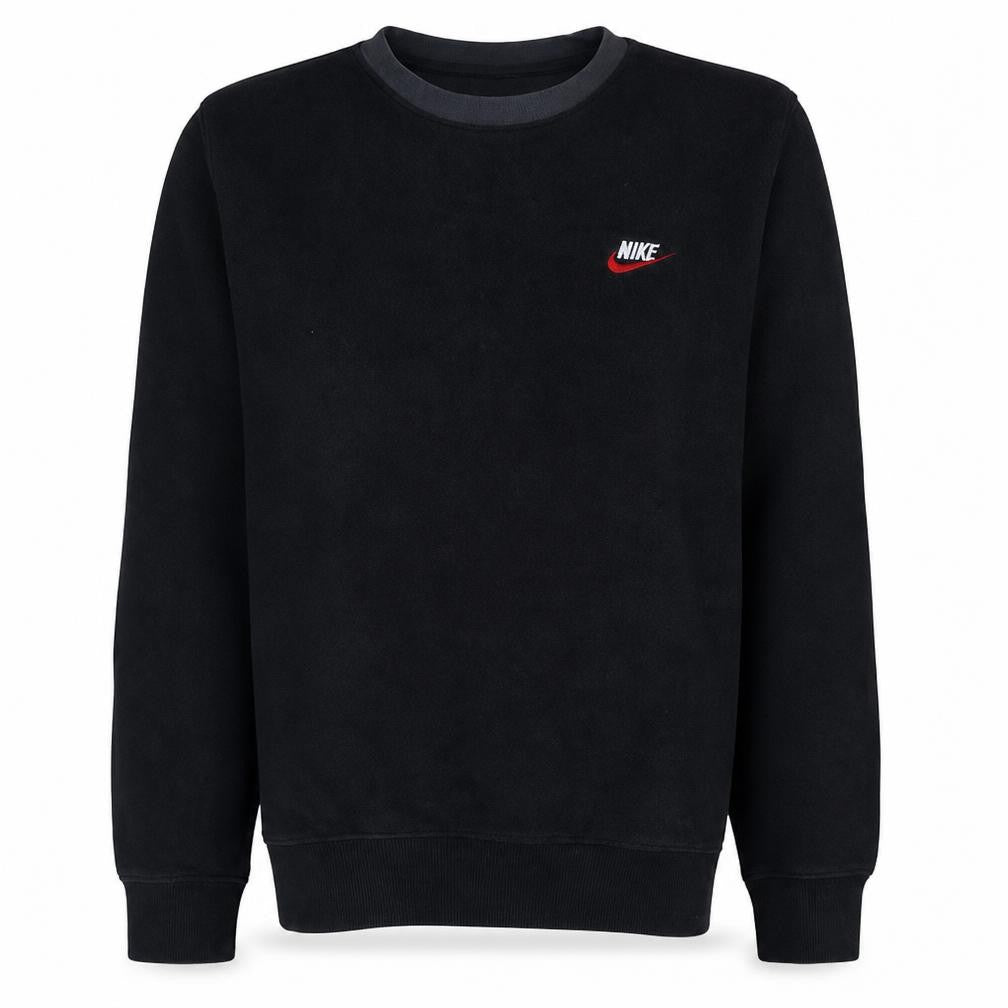Front view of Nike Men's Black Small Pullover Crew Neck Fleece Sweatshirt