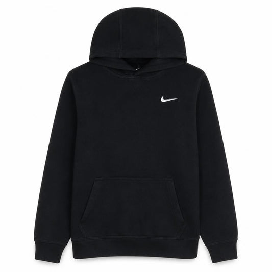 Front view of Nike boys’ black pullover hoodie xl 13-15 years fleece logo sweatshirt