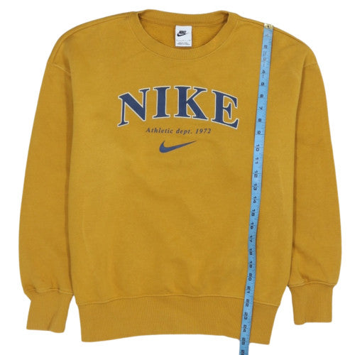 Nike Womens Yellow Crew Neck Pullover Sweatshirt Size M