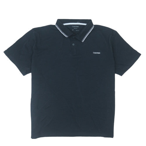 Calvin Klein Men's Black Liquid Touch Polo Shirt XL Cotton