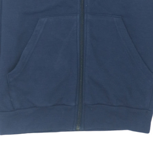 Adidas Boys Navy Blue Full Zip Hoodie Size 11-12 Years Classic 3-Stripes