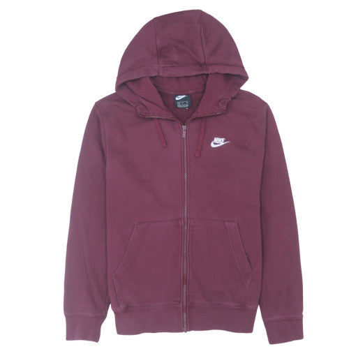 Nike Women's Burgundy Full Zip Hoodie Small Cotton Blend