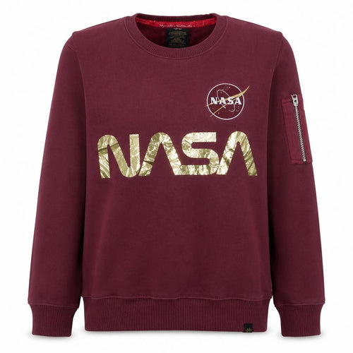 Alpha Industries Women’s Burgundy NASA Sweatshirt Medium Gold Logo