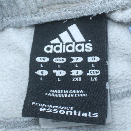 Adidas Men's Grey Regular Fit Sweatpants with Blue Stripes Size L