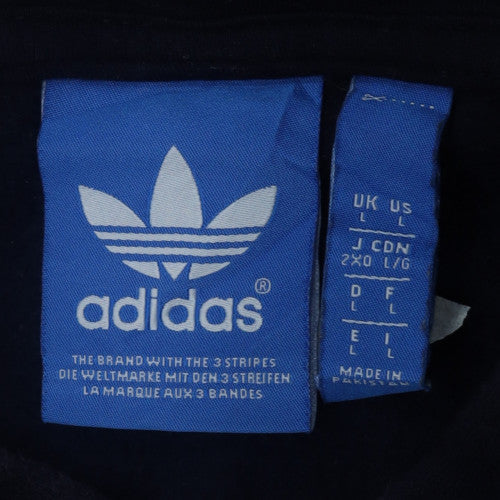 Adidas Mens Black Full Zip Hoodie 2XL Logo Cotton Blend Casual