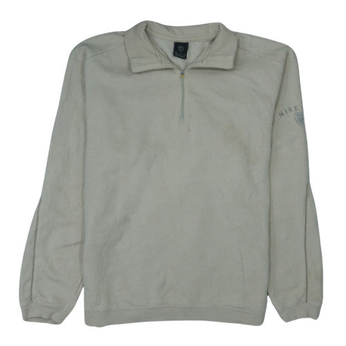 Nike Men Beige 1/4 Zip Pullover Sweatshirt M Fleece Casual
