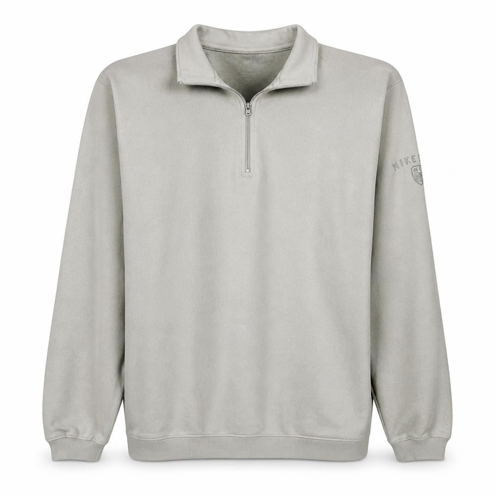 Front view of Nike Men Beige 1/4 Zip Pullover Sweatshirt M Fleece Casual