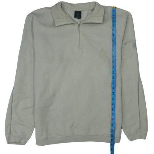 Nike Men Beige 1/4 Zip Pullover Sweatshirt M Fleece Casual