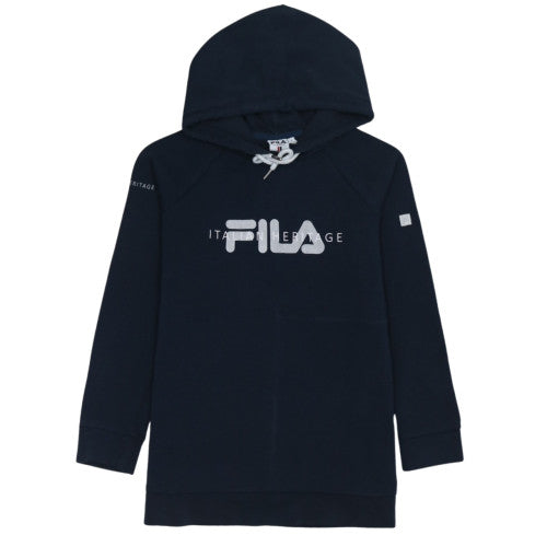 Fila Women’s Navy Blue Pullover Hoodie L Cotton Blend Logo