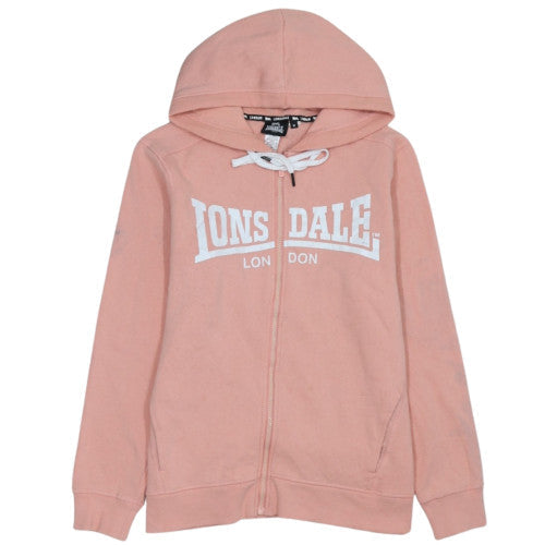 Lonsdale Women Pink Full Zip Hoodie Size 16 Cotton Blend Casual