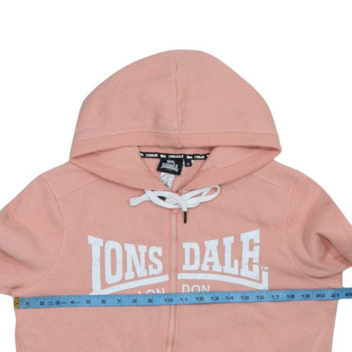 Lonsdale Women Pink Full Zip Hoodie Size 16 Cotton Blend Casual