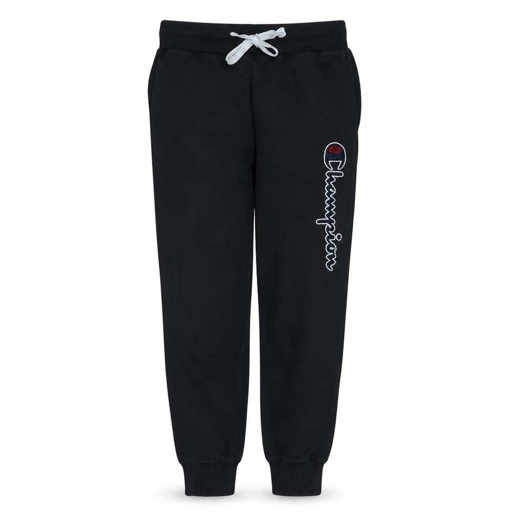 Front view of Champion Men's Black Medium Jogger Sweatpants with Logo