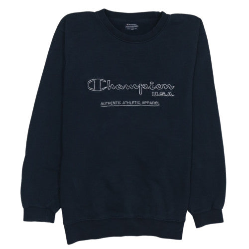 Champion Men's Blue L Pullover Sweatshirt Embroidered Logo Crew Neck