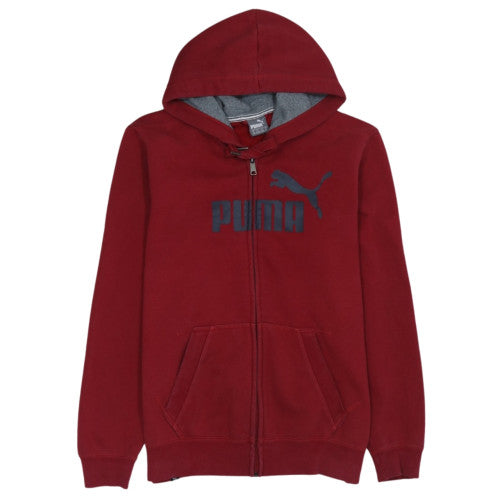 Puma Men's Red Full Zip Hoodie M Fleece Logo Sportswear