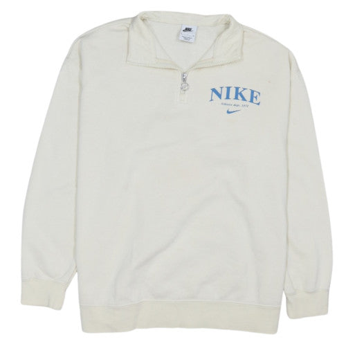 Nike Women's Ivory 1/4 Zip Pullover Sweatshirt Small Cotton Blend