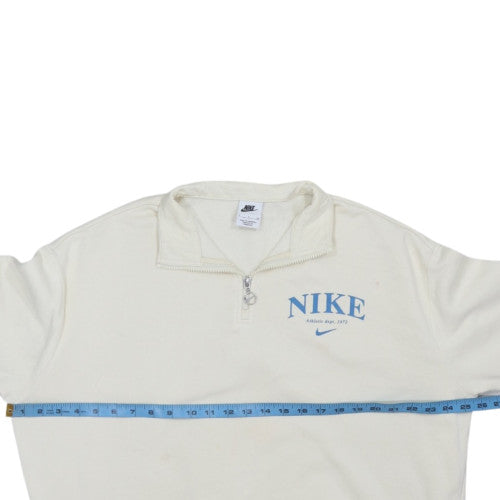 Nike Women's Ivory 1/4 Zip Pullover Sweatshirt Small Cotton Blend