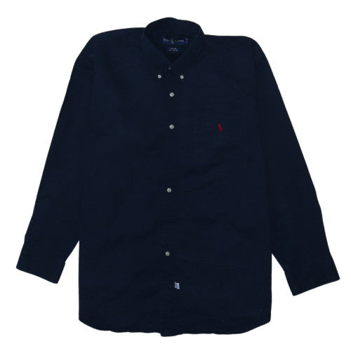 Ralph Lauren Men's Navy Blue Button-Up Casual Shirt Size 17 34 Cotton