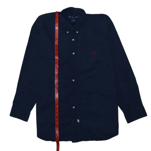 Ralph Lauren Men's Navy Blue Button-Up Casual Shirt Size 17 34 Cotton