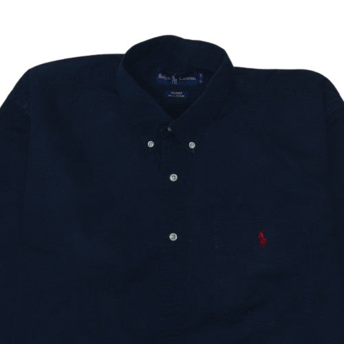 Ralph Lauren Men's Navy Blue Button-Up Casual Shirt Size 17 34 Cotton